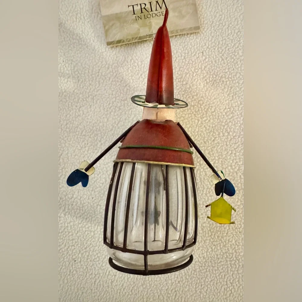 Rustic Metal Glass Santa Ornament Figurine NWT Vintage Target 2001